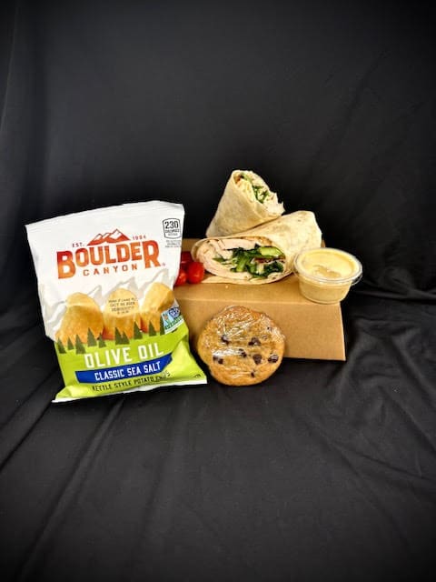Chicken Caesar Wrap with Chips and a Cookie
